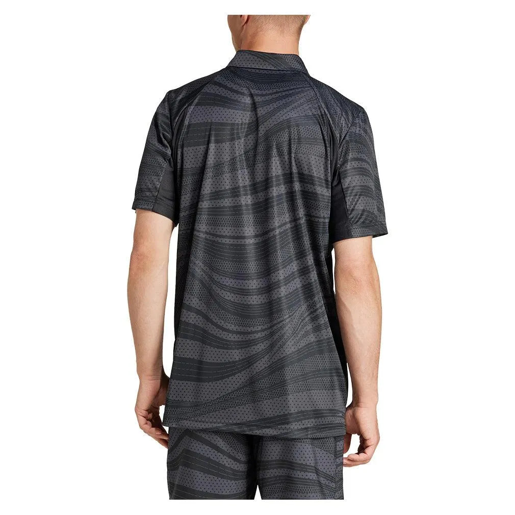 Men's Club Graphic Tennis Polo Black and Carbon