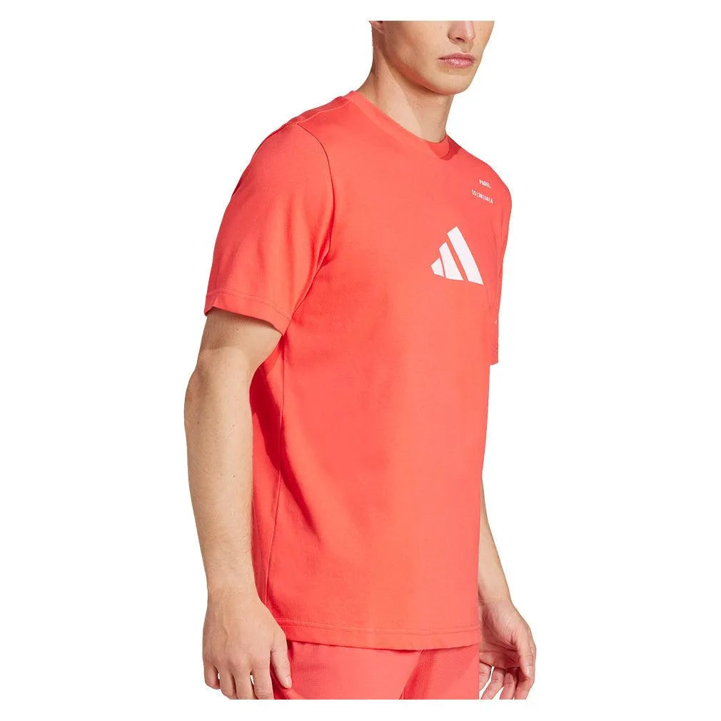 Men's Padel Graphic Tennis Top Semi Lucid Red