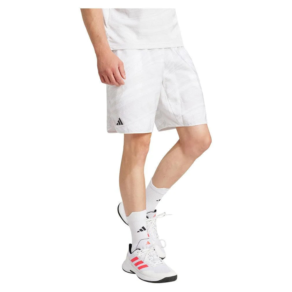 Men's Club Graphic 9in Tennis Short White