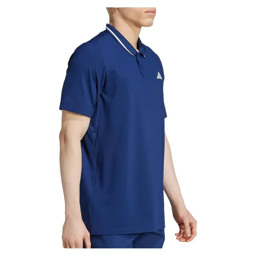 Men's Club Pique Tennis Polo Dark Blue-Apparel-Adidas-JF8425_3-Tennis Express