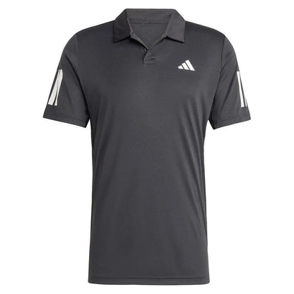Men's Club 3 Stripe Tennis Polo Black-Apparel-Adidas-JG0985-S25-1-Tennis Express