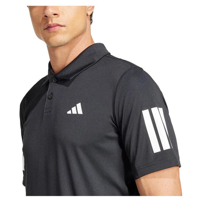 Men's Club 3 Stripe Tennis Polo Black