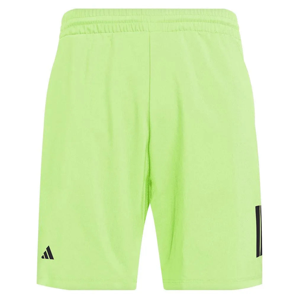 Men's Club 3 Stripe 9 inch Tennis Shorts Lucid Lemon-Apparel-Adidas-JG3590-S25-1_68529d0a-89bf-4c94-bcac-43e2fcc6db8a-Tennis Express