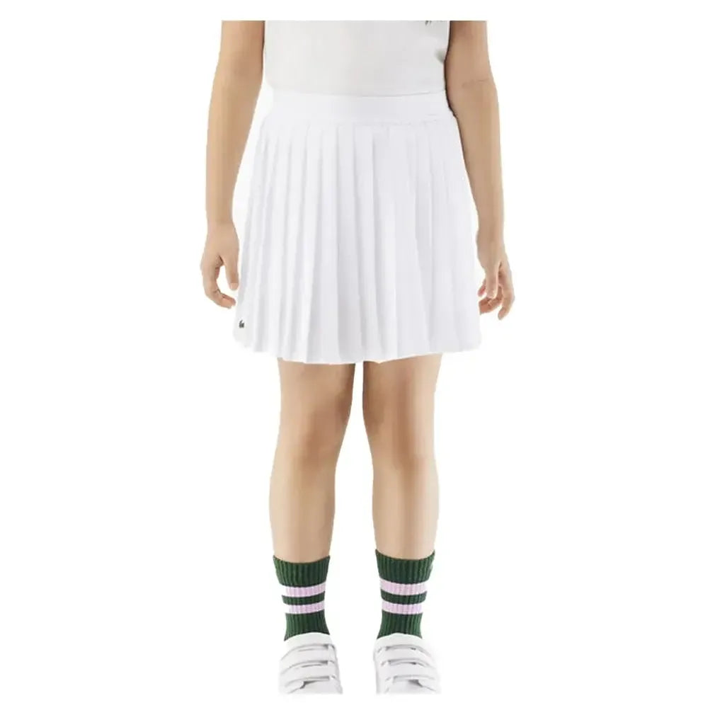 Girls' Pleated Poly Tennis Skort with Shorts Blanc-Apparel-Lacoste-JJ7341-001S25-Tennis Express