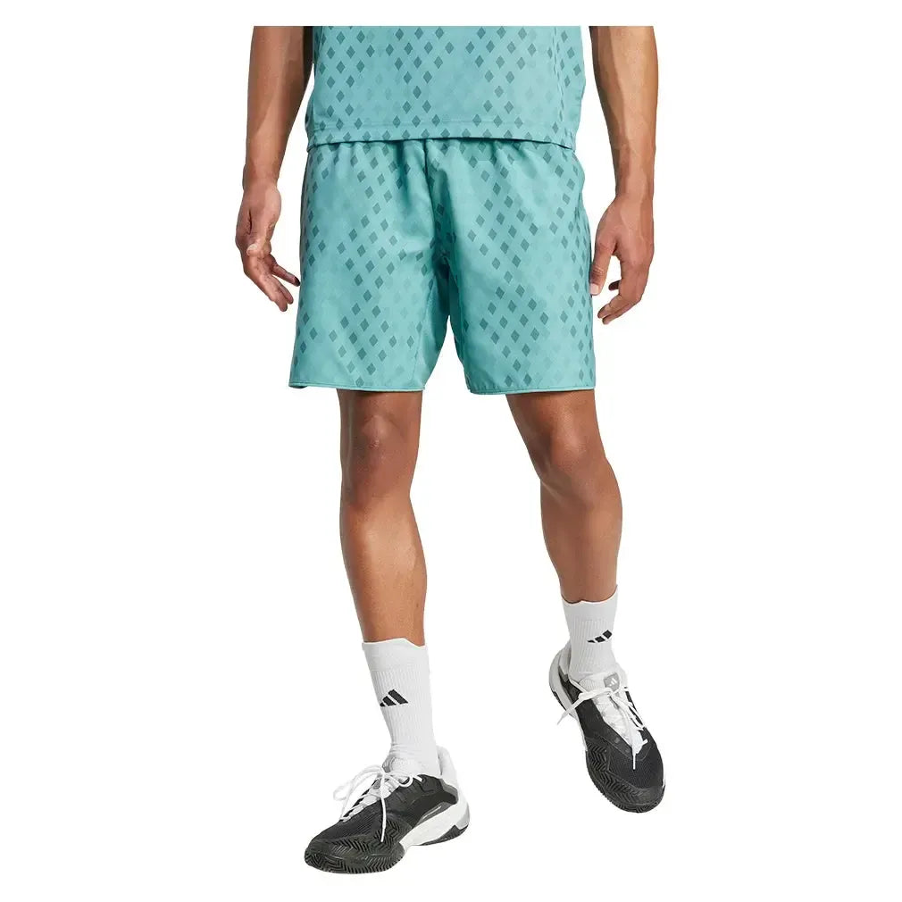 Men's Club Graphic 7 Inch Tennis Short Powder and Preloved Teal