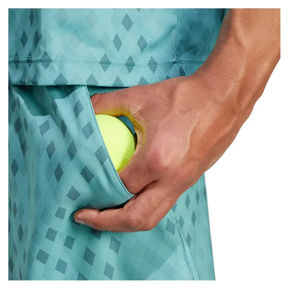 Men's Club Graphic 7 Inch Tennis Short Powder and Preloved Teal