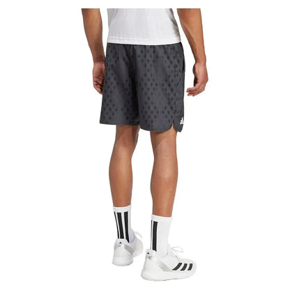 Men's Club Graphic 9 Inch Tennis Short Carbon and Black