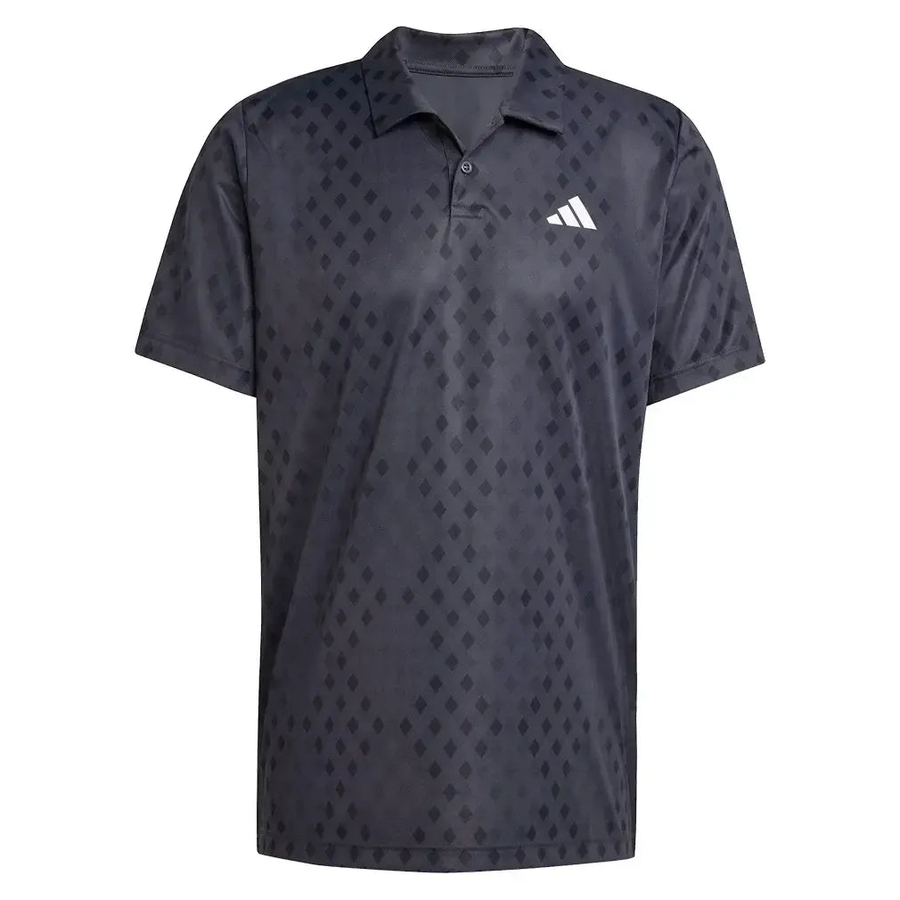 Men's Club Graphic Tennis Polo Carbon and Black-Apparel-Adidas-JM1205_1-Tennis Express