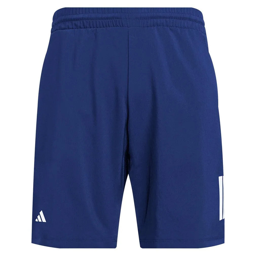 Men's Club 3 Stripe 9 inch Tennis Short Dark Blue-Apparel-Adidas-JN5731-S25-1_a527f3bc-ddcf-43b1-8f07-53bb4909937d-Tennis Express