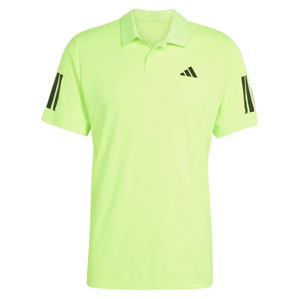 Men's Club 3 Stripe Tennis Polo Lucid Lemon-Apparel-Adidas-JP0418_S25-Tennis Express