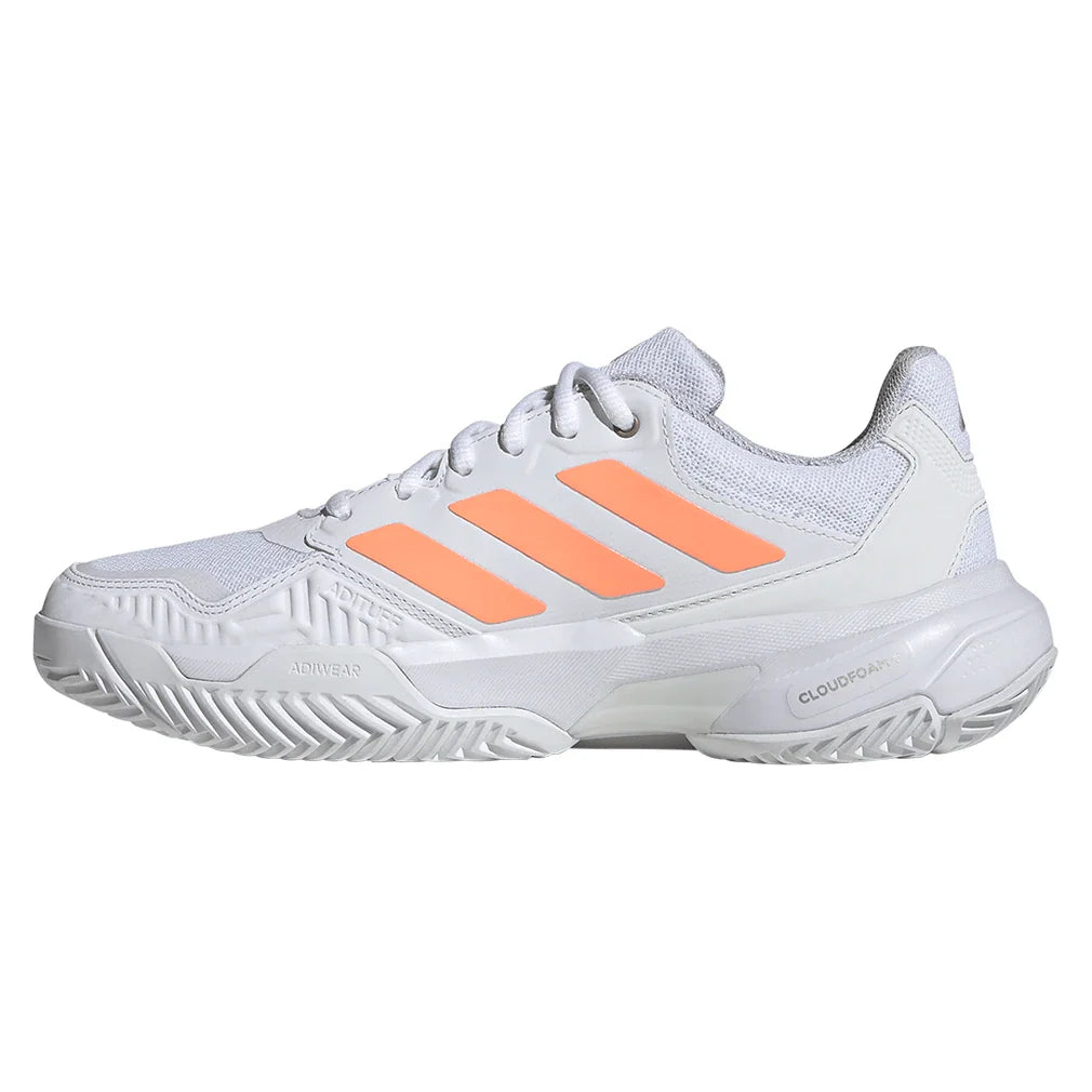 Women's CourtJam Control 3 Tennis Shoes Core White and Beam Orange