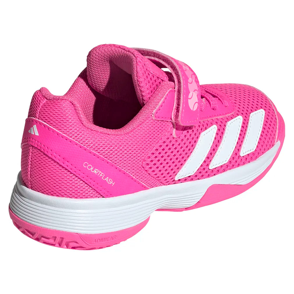 Juniors' Courtflash Tennis Shoes Lucid PInk and Core White