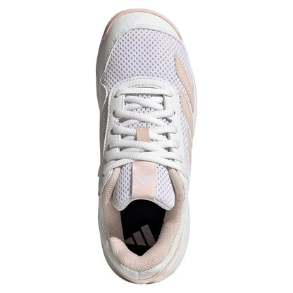 Juniors' Courtflash Tennis Shoes Core White and Wonder Quartz