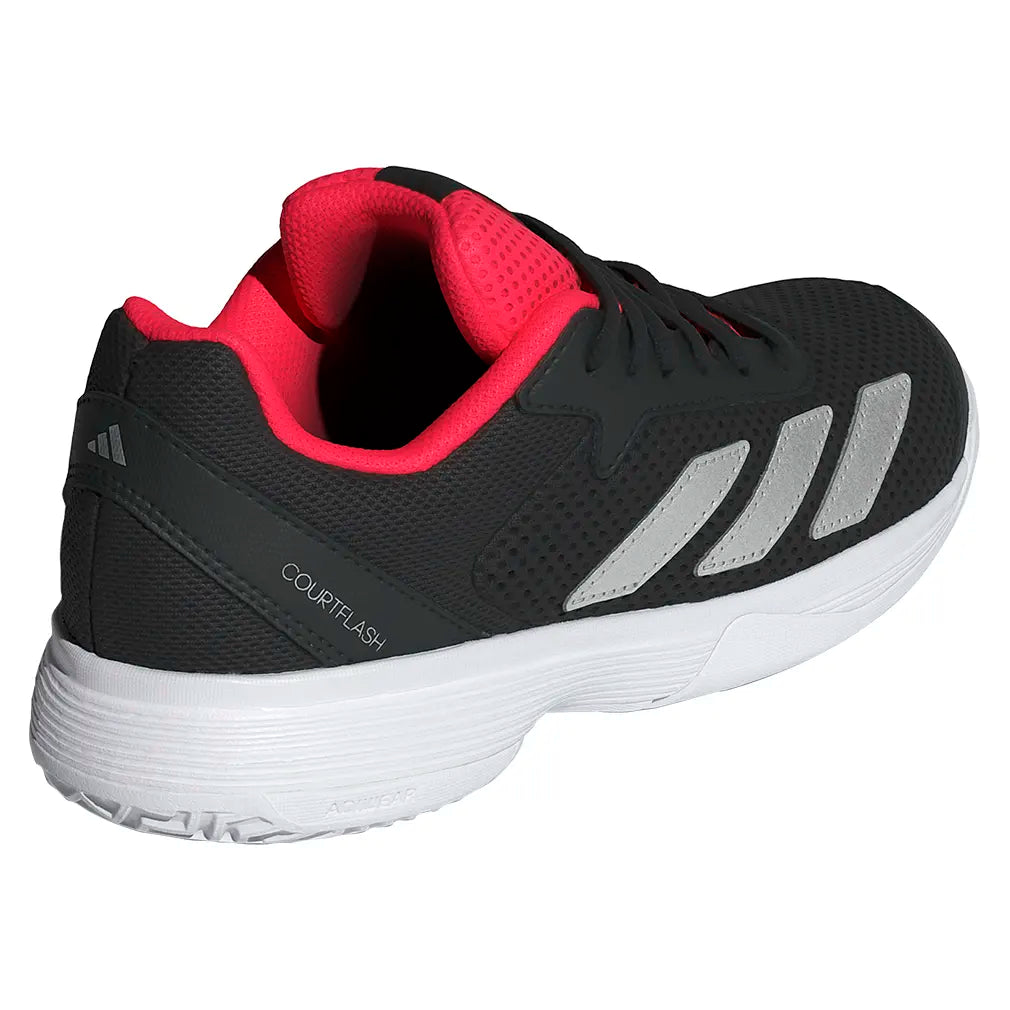 Juniors' Courtflash Tennis Shoes Core Black and Silver Metallic