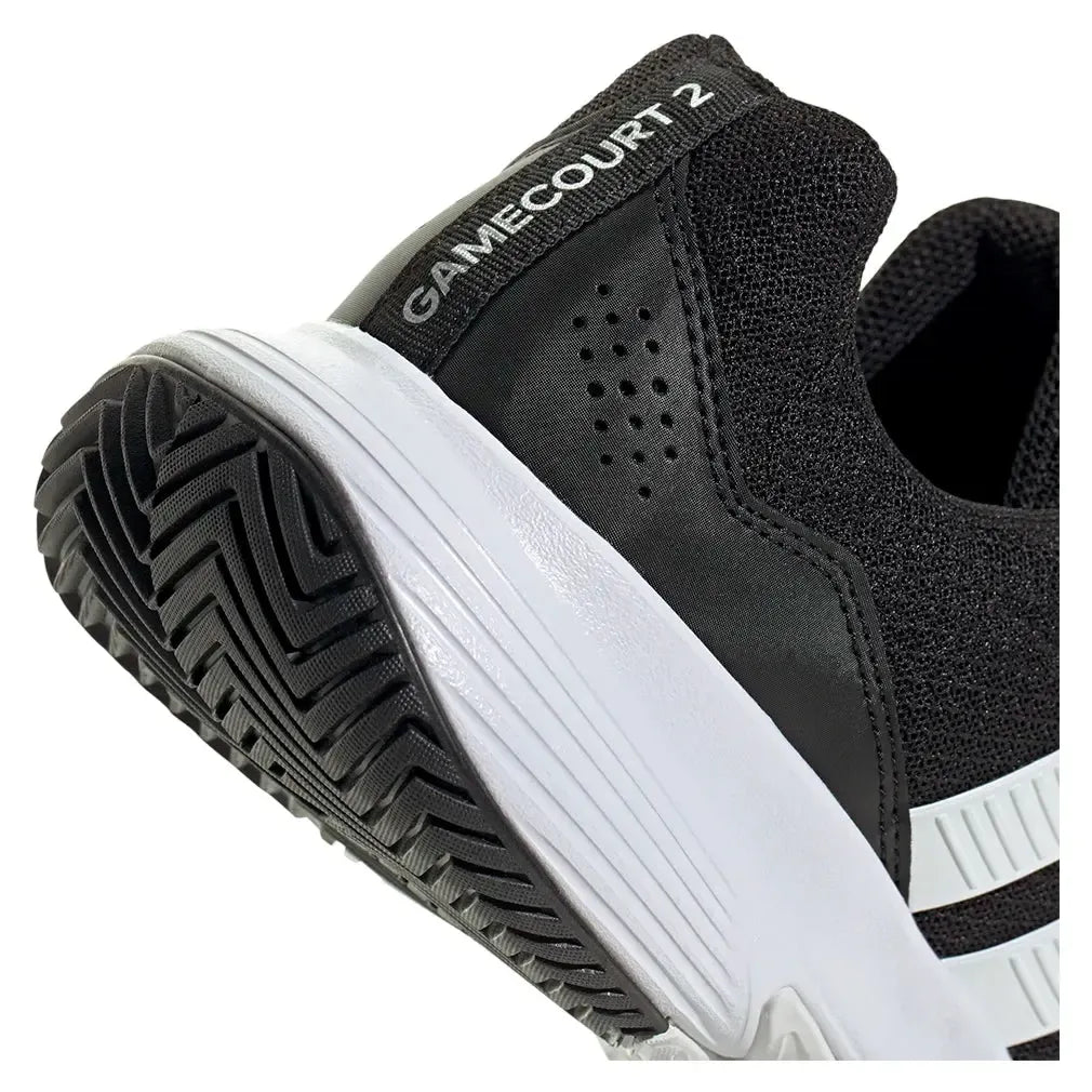 Juniors' GameCourt 2 Tennis Shoes Core Black and Silver Metallic