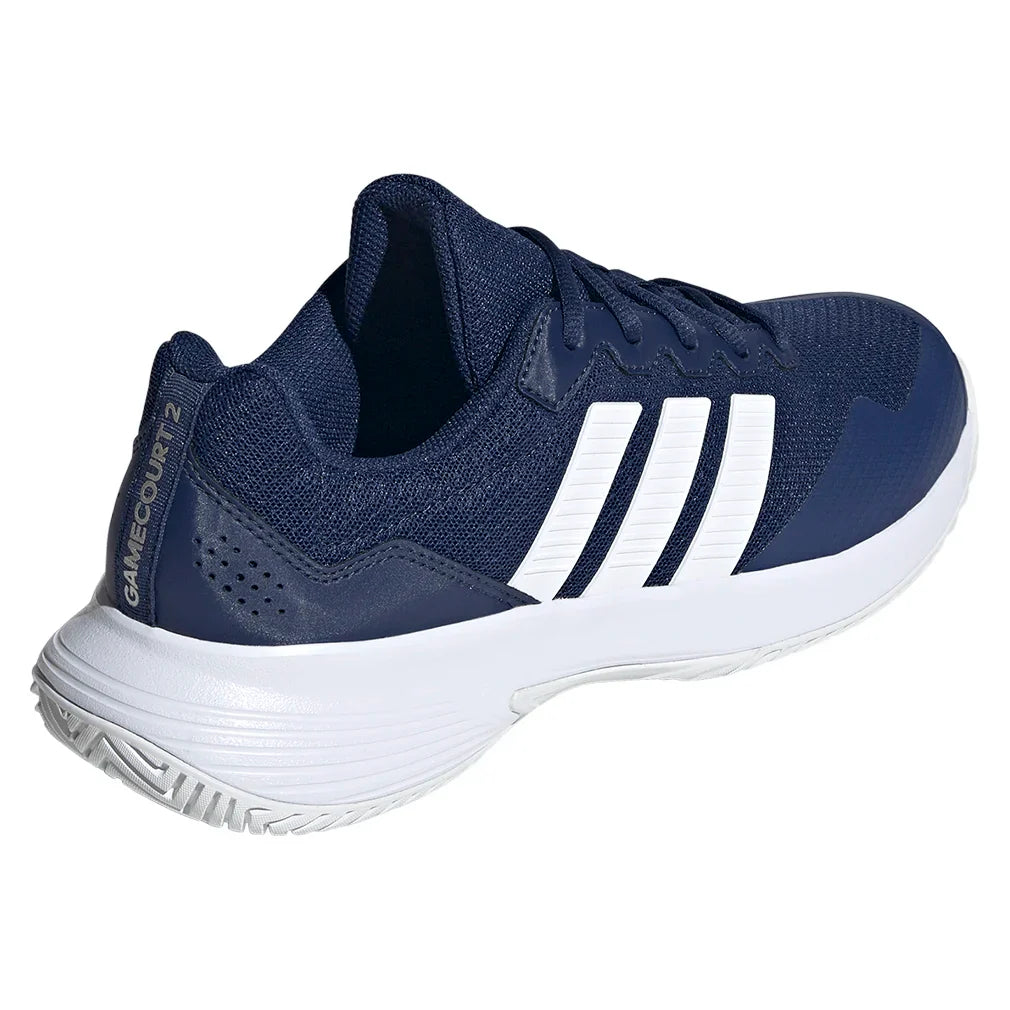 Juniors' GameCourt 2 Tennis Shoes Dark Blue and Core White