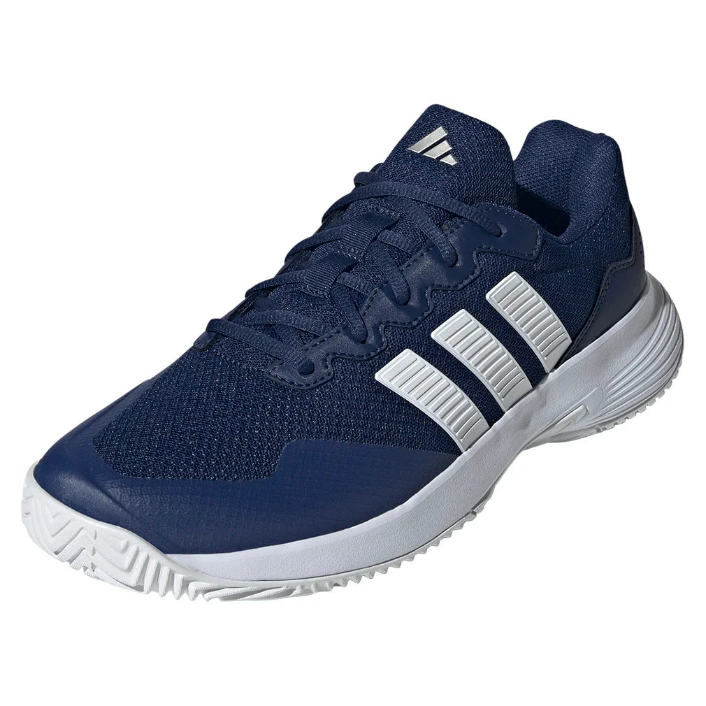 Juniors' GameCourt 2 Tennis Shoes Dark Blue and Core White-Footwear-Adidas-JRKI0784-S26-703714Tennis Express