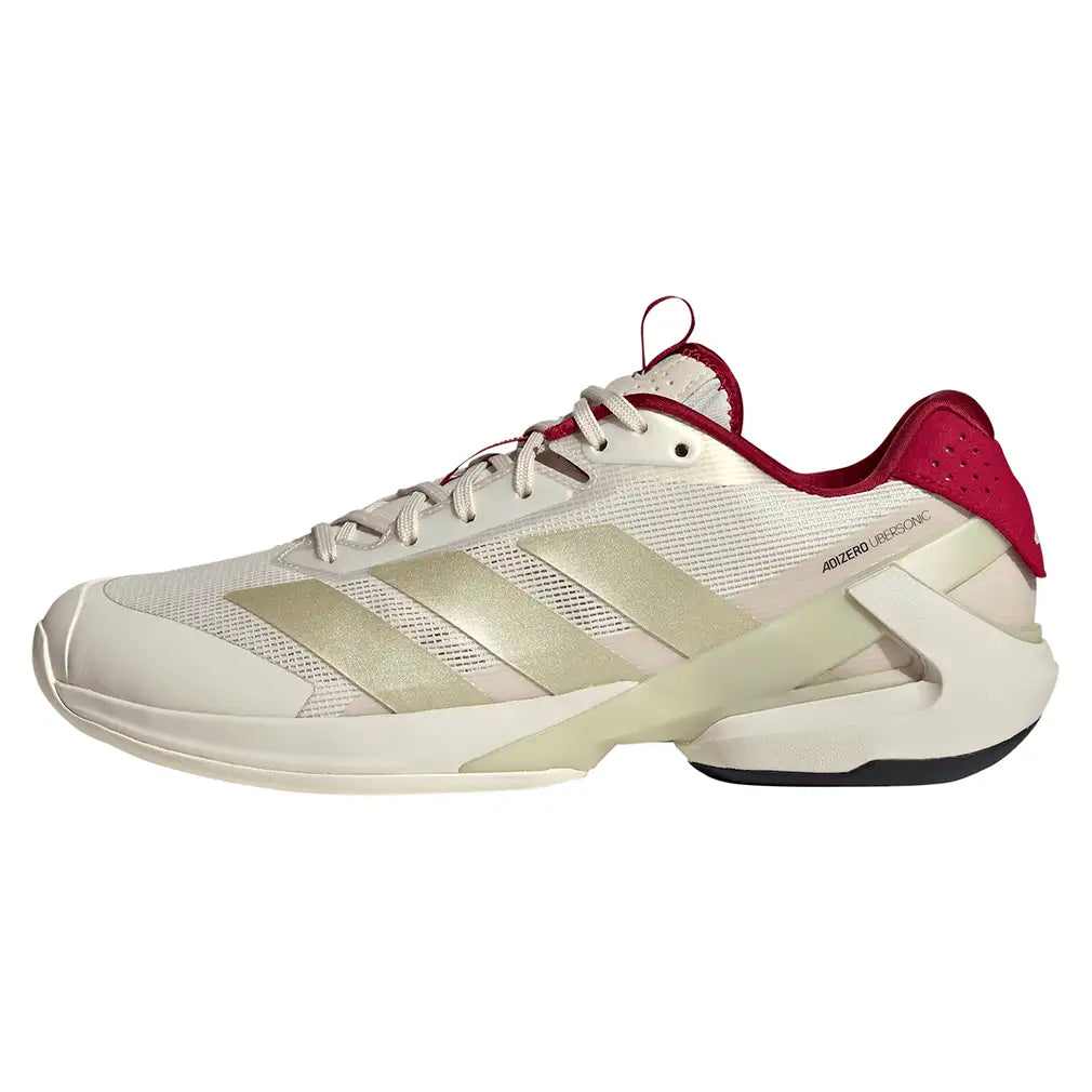 Men's Adizero Ubersonic 5 Tennis Shoes Chalk White and Ice Gold Metallic