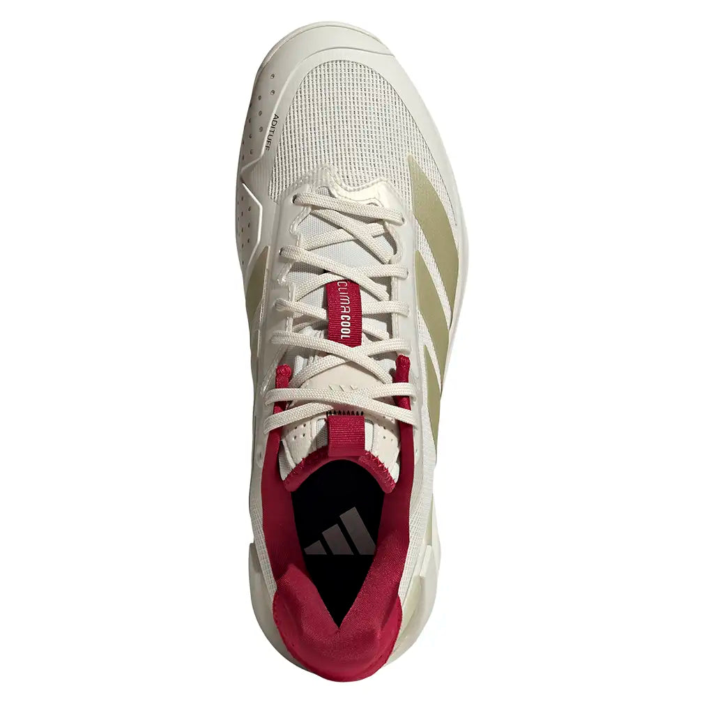 Men's Adizero Ubersonic 5 Tennis Shoes Chalk White and Ice Gold Metallic
