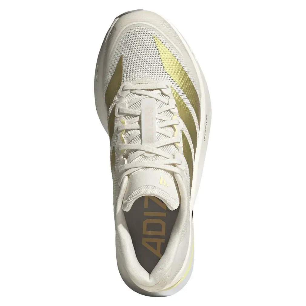 Women's Adizero Boston 13 Running Shoes Chalk White and Metallic Gold