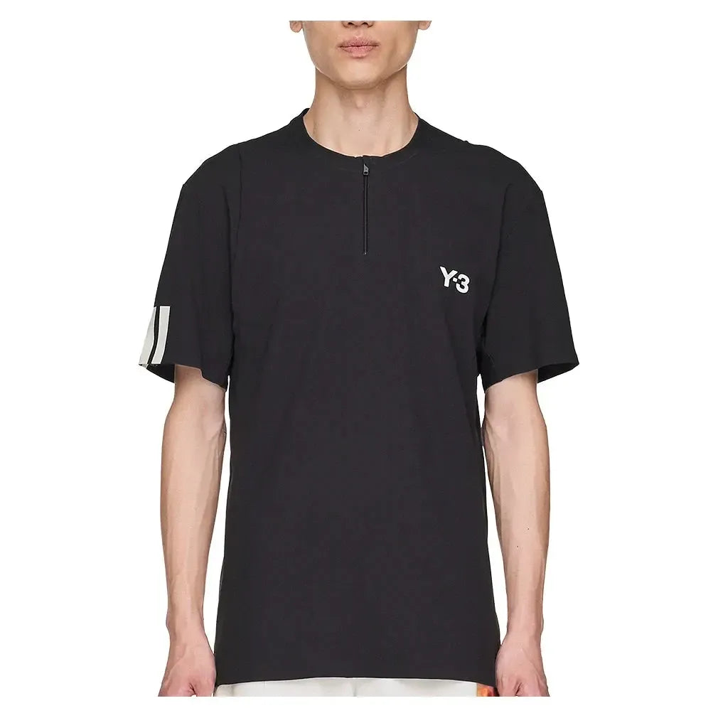 Men's Y-3 Zip Tennis Top Black