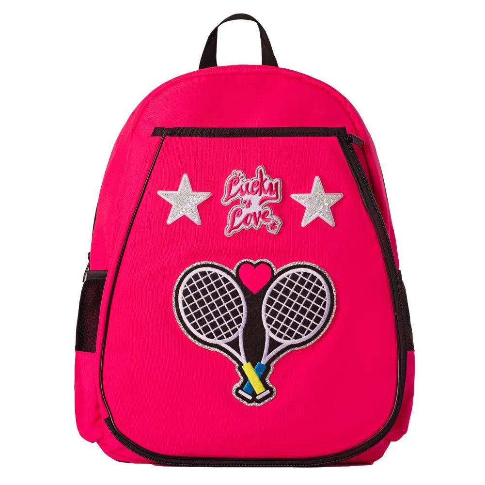 Juniors' Lucky x Supermix Patch Tennis Backpack Shocking Pink-Bags-Lucky In Love-KA11-645-1-[Sku]-Tennis Express