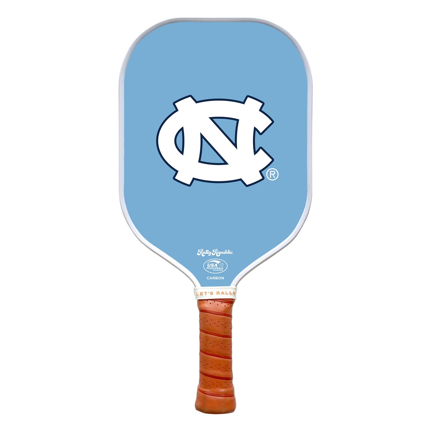 Rally Republic Pickleball North Carolina Tar Heels White with Navy Blue Outline Athletic Primary Mark Pickleball Paddle