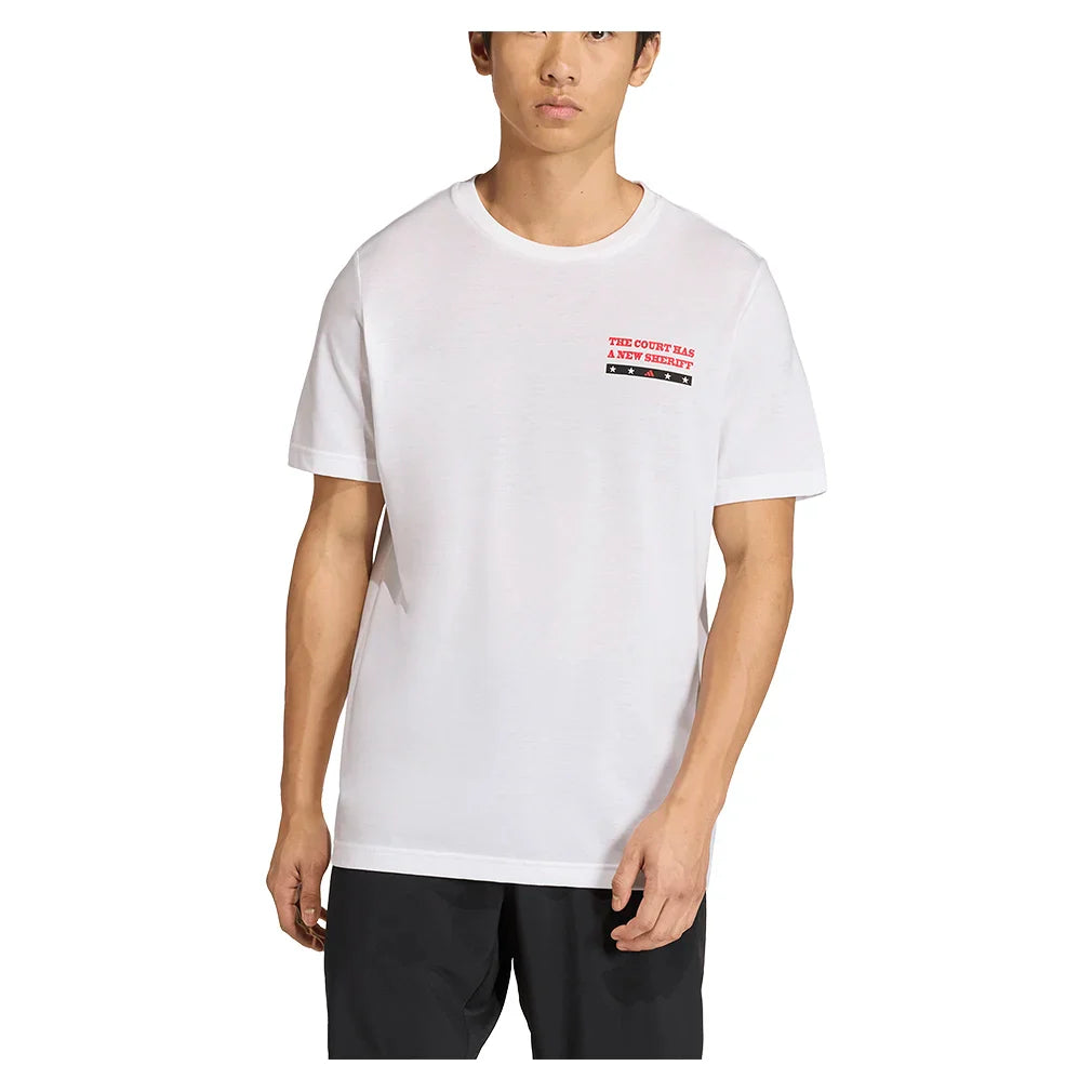 Men's Padel Wanted Graphic Tennis Tee White