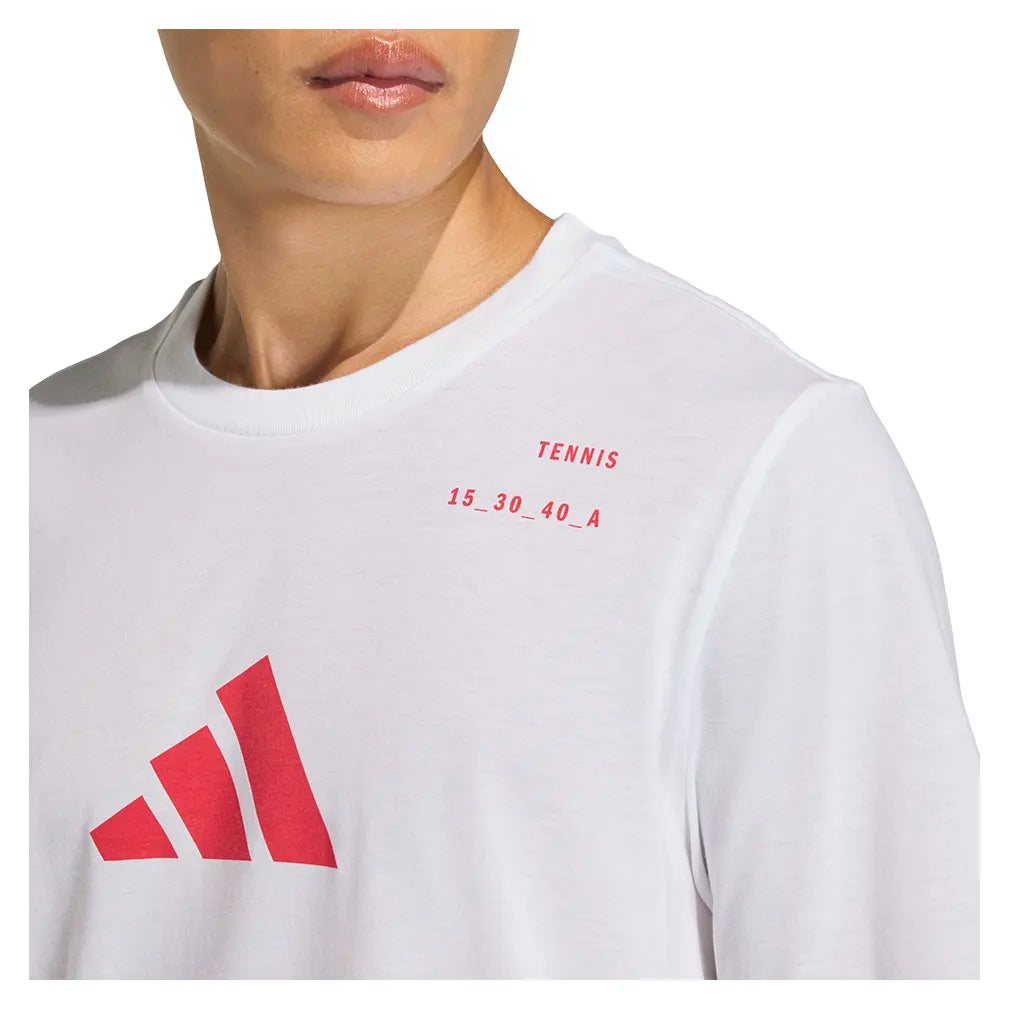 Men's Graphic Tennis Top White and Pure Ruby