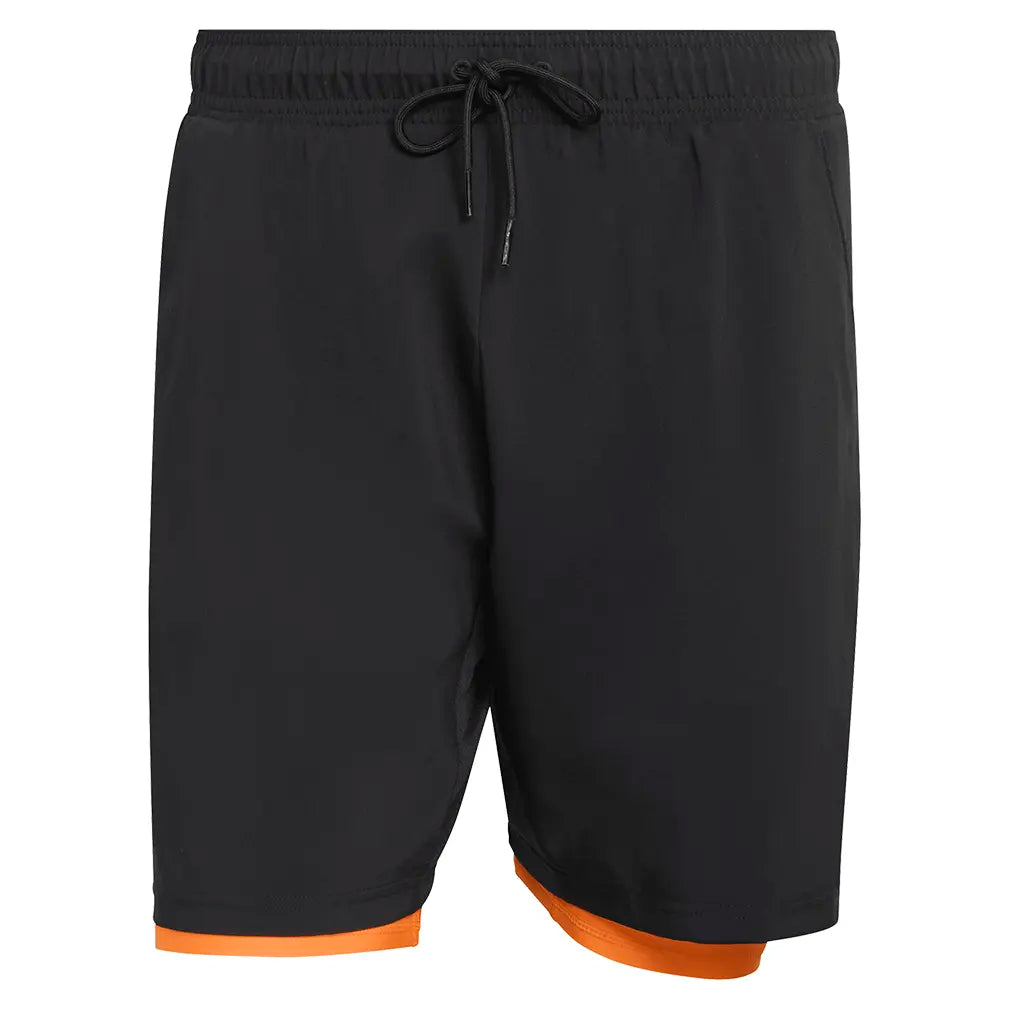 Men's Club 2IN1 7 Inch Tennis Short Black and Pure Orange-Apparel-Adidas-KB9733-S26-1-Tennis Express