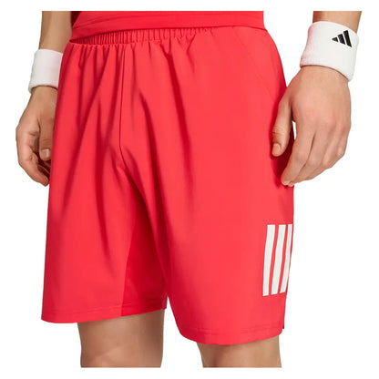 Men's Club 7 Inch 3 Stripe Tennis Shorts Pure Ruby