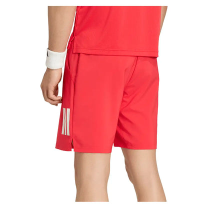 Men's Club 7 Inch 3 Stripe Tennis Shorts Pure Ruby