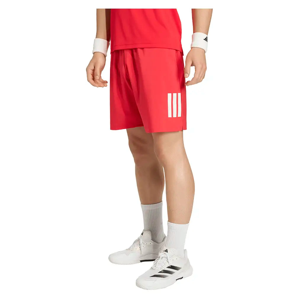 Men's Club 9 Inch 3 Stripe Shorts Pure Ruby