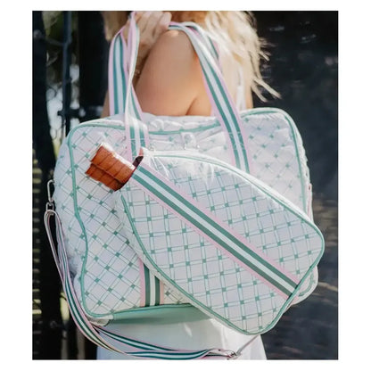 Pattern Pickleball Bag Light Pink and Green
