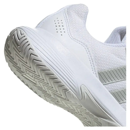 Women's GameCourt 2 Tennis Shoes Core White and Silver Metallic