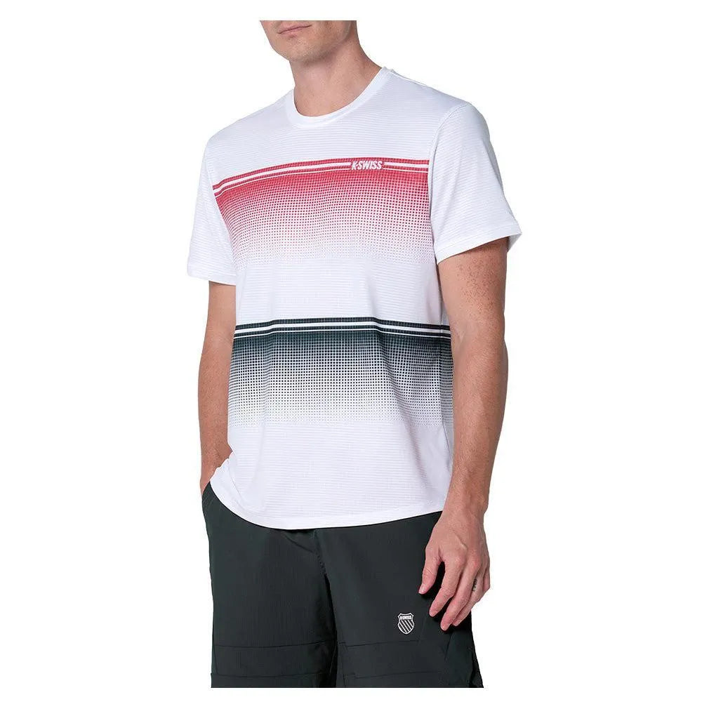 Men's Gradient Descent Short Sleeve Tennis Top White and Black-Apparel-K-Swiss-KMT75-26D121F25-Tennis Express
