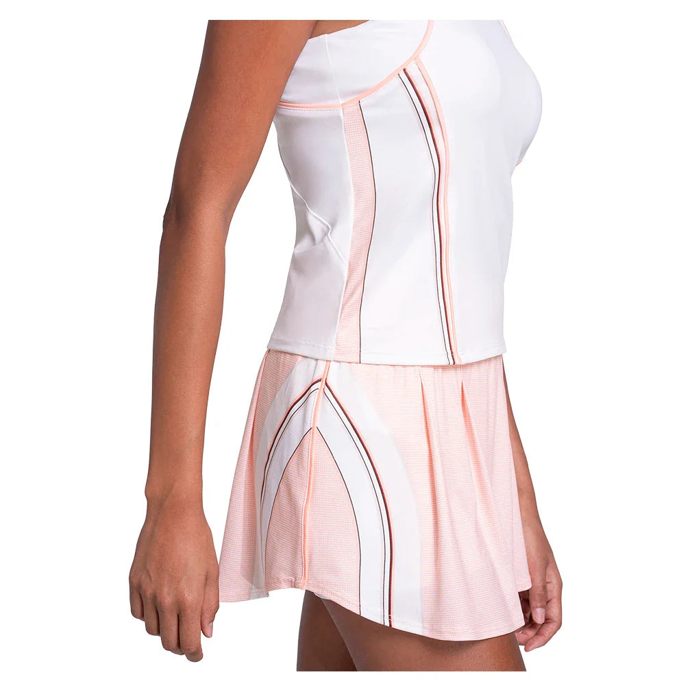 Women's Inline 14 Inch Tennis Skort White and Peach Frost