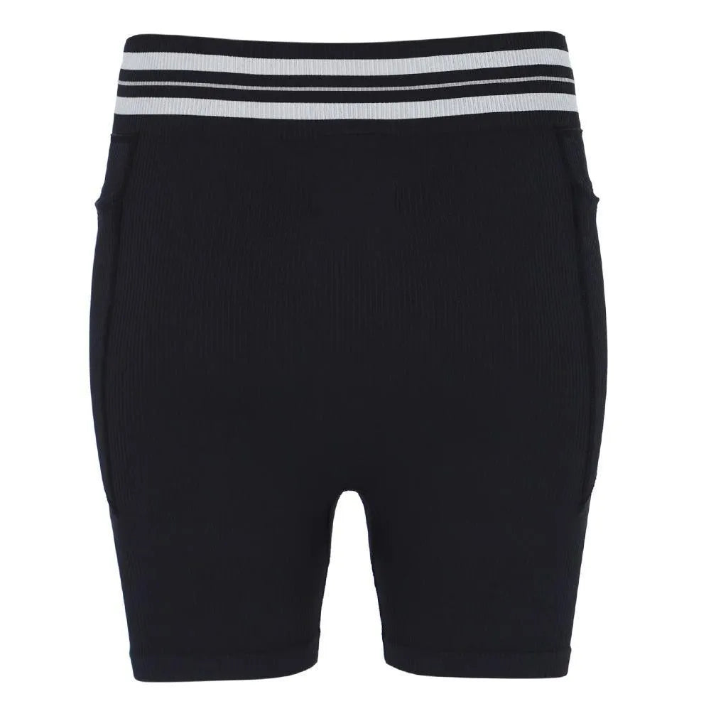 Womens Lucky Ace Seamless Tennis Shorts Black and Ultimate Gray-Apparel-Fila-LW43F002-985F24-2-[Sku]-Tennis Express