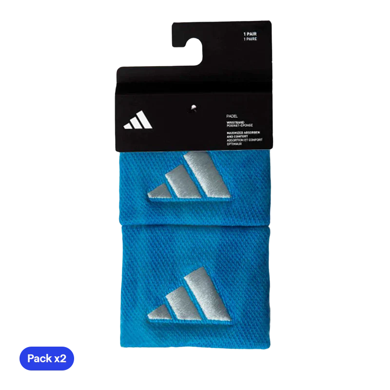Wristband Adidas Cortas Azules Logo Grande