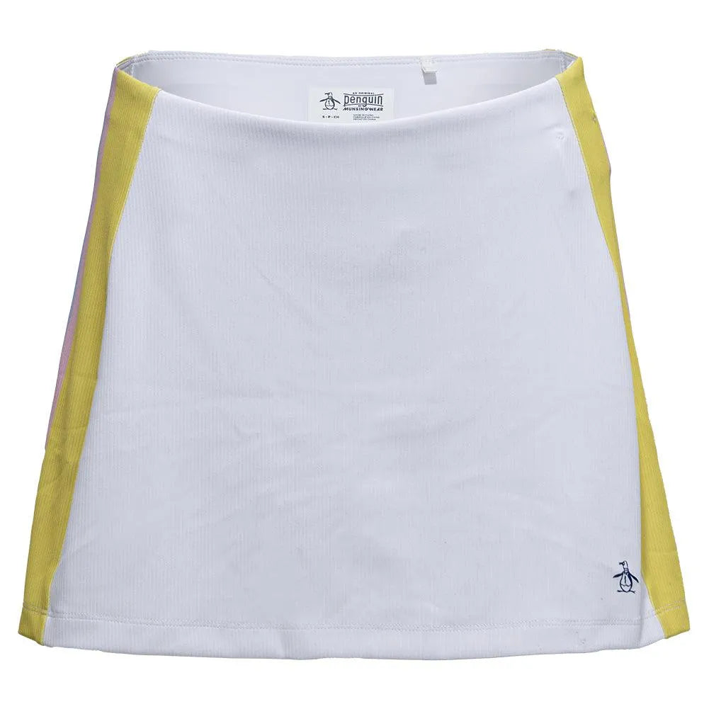 Women's Side Striped Ribbed Tennis Skort Bright White-Apparel-Penguin-O1KBSF09-118S25-Tennis Express