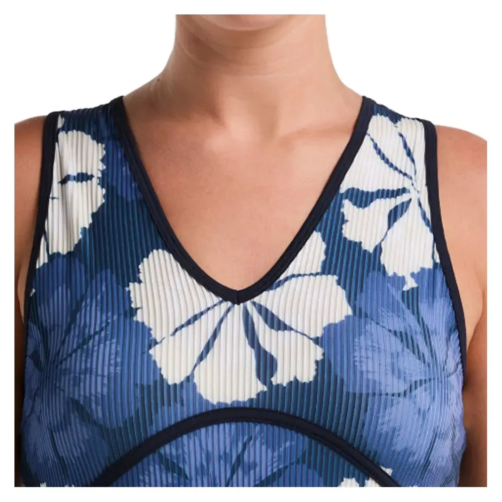 Women's Fuji Floral Jacquard Tennis Tank Black Iris