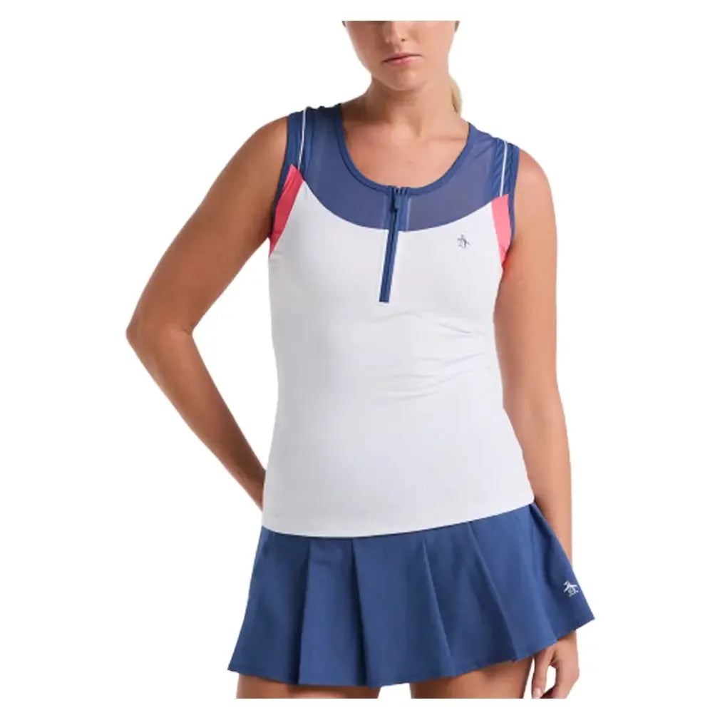 Women's Color Block Tennis Tank Bright White-Apparel-Penguin-O1KFF018-118F25-Tennis Express