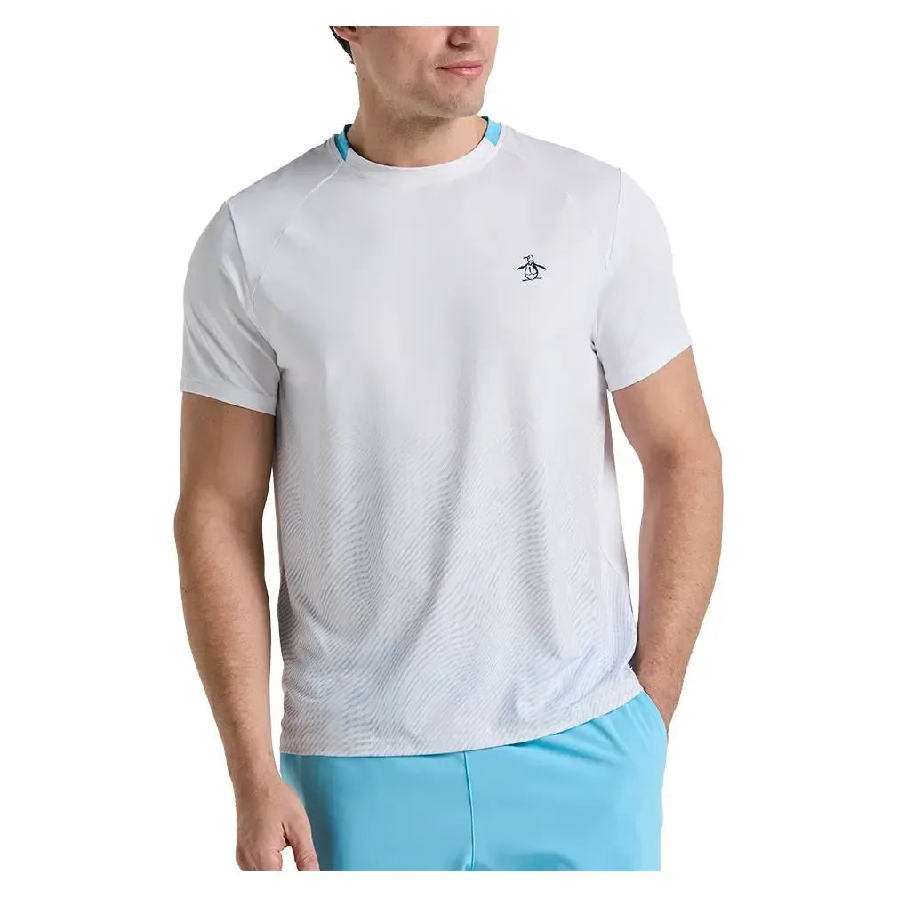 Men's Performance Ombre Block Tennis Crew Bright White-Apparel-Penguin-O1KSF017-118U25-3-Tennis Express