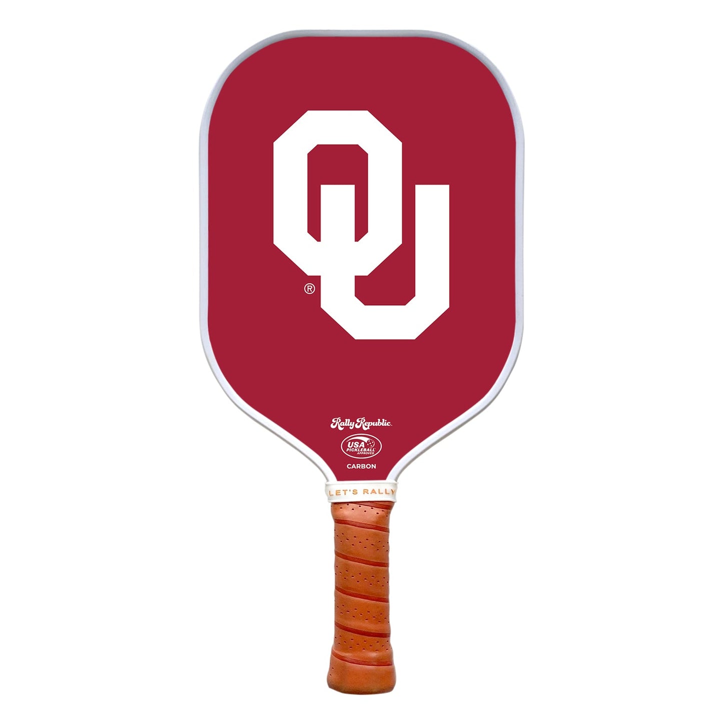 Rally Republic Pickleball Oklahoma Sooners Crimson Interlocking OU Mark Pickleball Paddle
