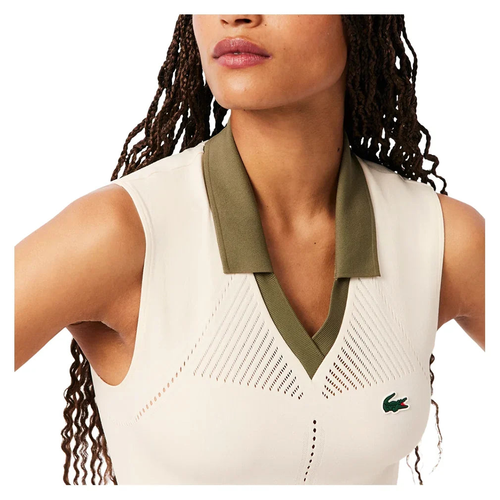 Women's On Court Sleeveless Tennis Polo Lapland and Olive