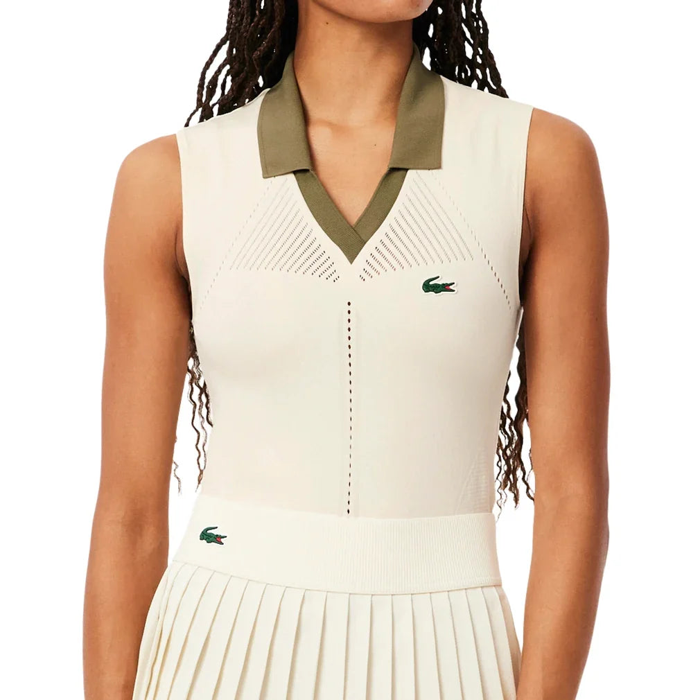 Women's On Court Sleeveless Tennis Polo Lapland and Olive-Apparel-Lacoste-PF0614-AI1H25-668849Tennis Express