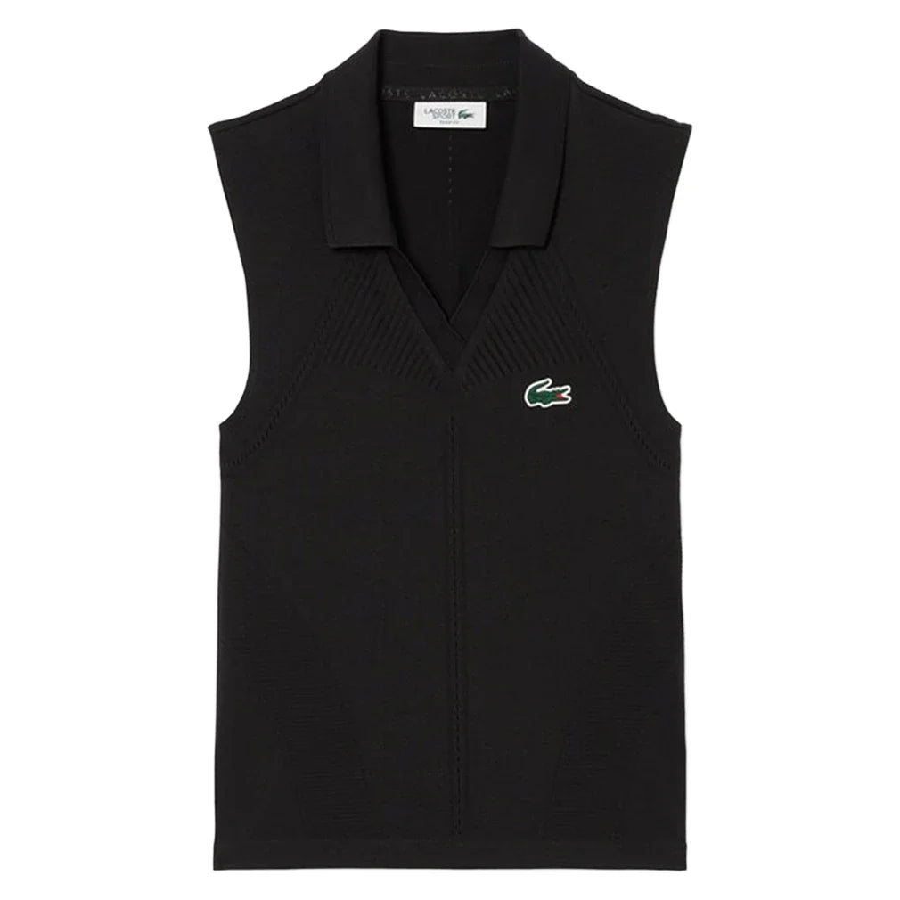 Women's On Court Sleeveless Tennis Polo Black-Apparel-Lacoste-EUR34/36-, [current_file_name-Tennis Express