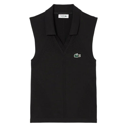 Women's On Court Sleeveless Tennis Polo Black-Apparel-Lacoste-EUR34/36-, [current_file_name-Tennis Express
