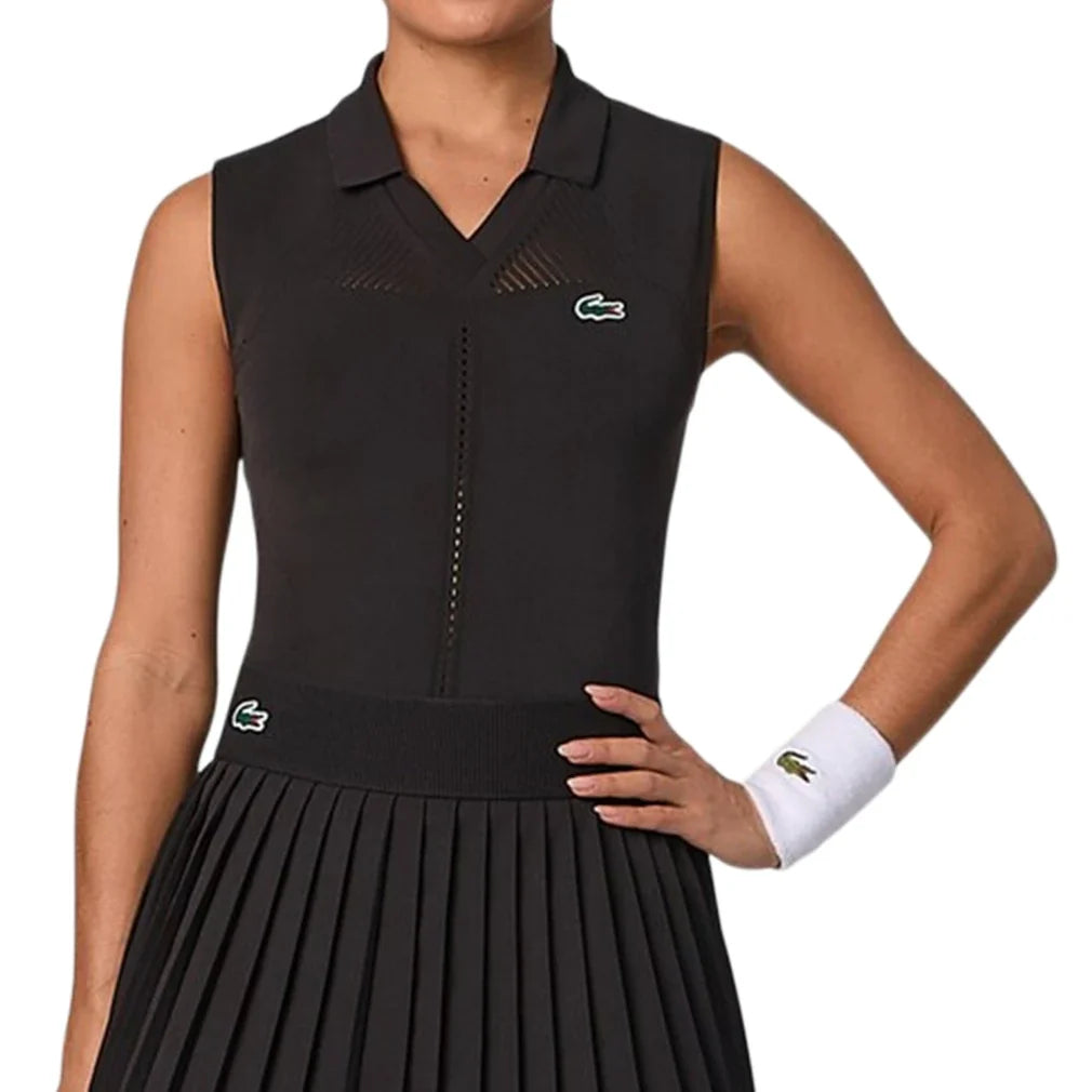 Women's On Court Sleeveless Tennis Polo Black