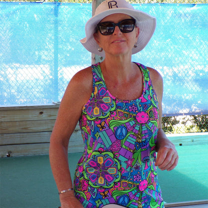 Picckleball Bella Racerback Tank Groovy